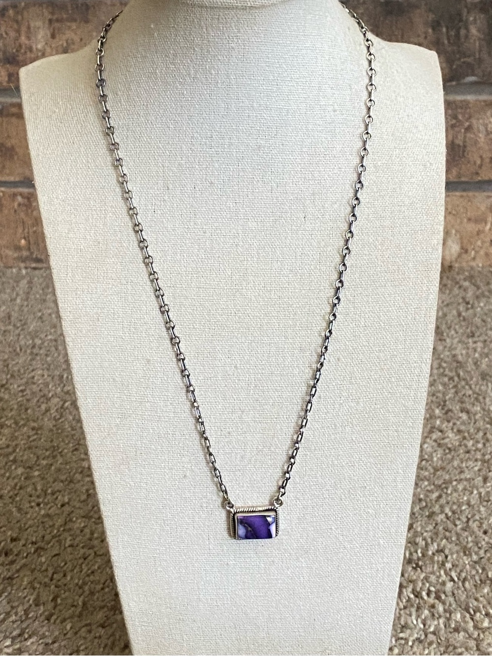 Sterling Silver Purple Stone Necklace 925